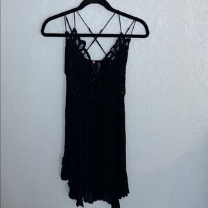 Free People Black Lace Spaghetti Strap Dress